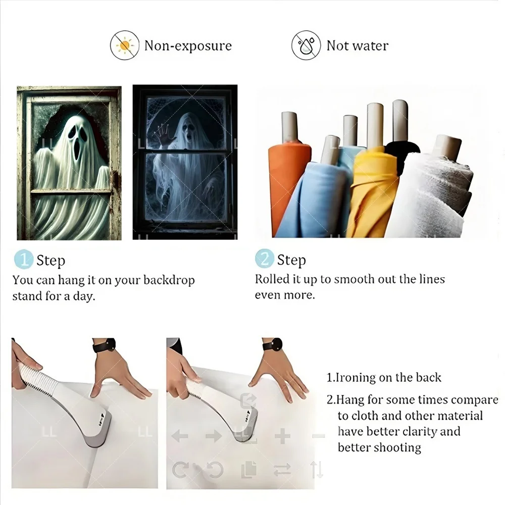 Horror Halloween Window Cover Banner Decoration Scary Blood Large Spooky White Cloth Ghost Backdrop Haunted Poster Photo Props