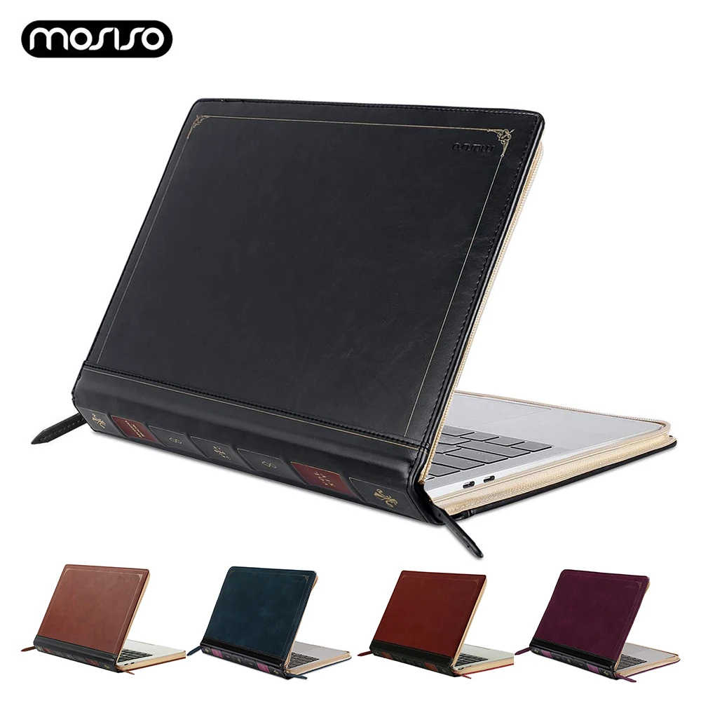 MOSISO Laptop Sleeve Case for MacBook Air 13 inch A2681 A3240 A3113 Air 15 Pro 14 Pro16 PU Leather Vintage Portfolio Cover Brown