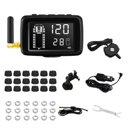 TPMS Tire Pressure Monitoring System Trailer 200PSI Sensors LCD Display Real-time Alarm Pressure Temperature for Van Truck Cars