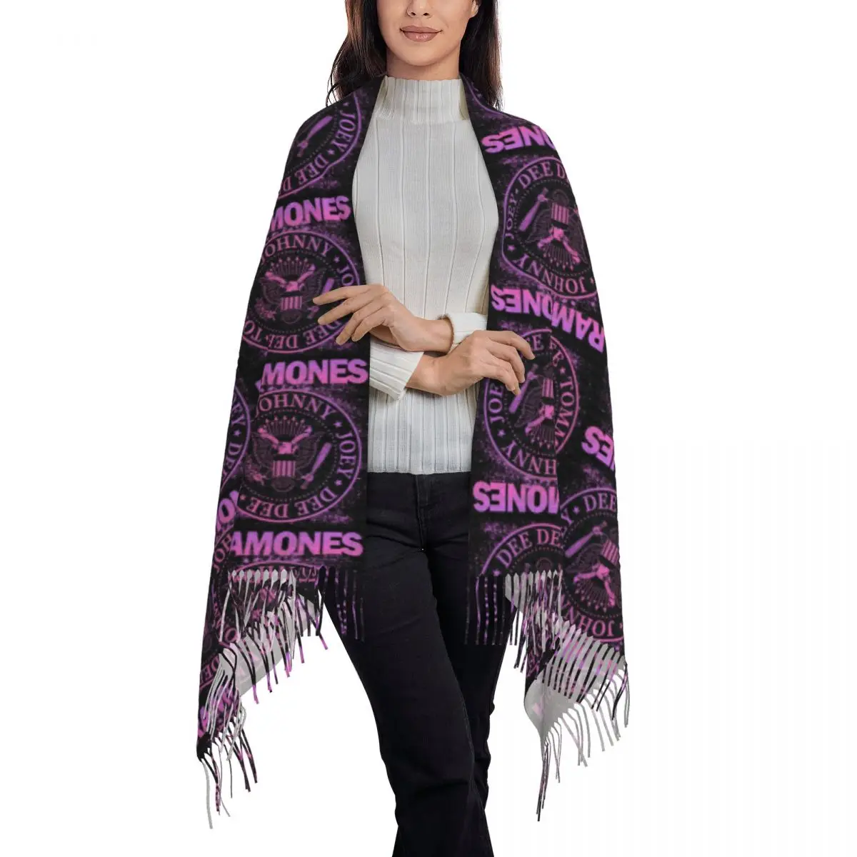 The Ramone Merch Scarf Tassel Scarves for Women Soft Warm Shawls and Wraps Long Fall Winter Shawl Wrap