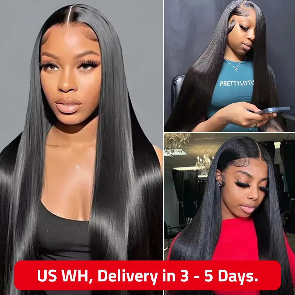 36 Inch 13x6 HD Transparent Bone Straight Lace Front Wigs 360 Full Lace Closure Human Hair Frontal Wig for Women 5x5 Glueless