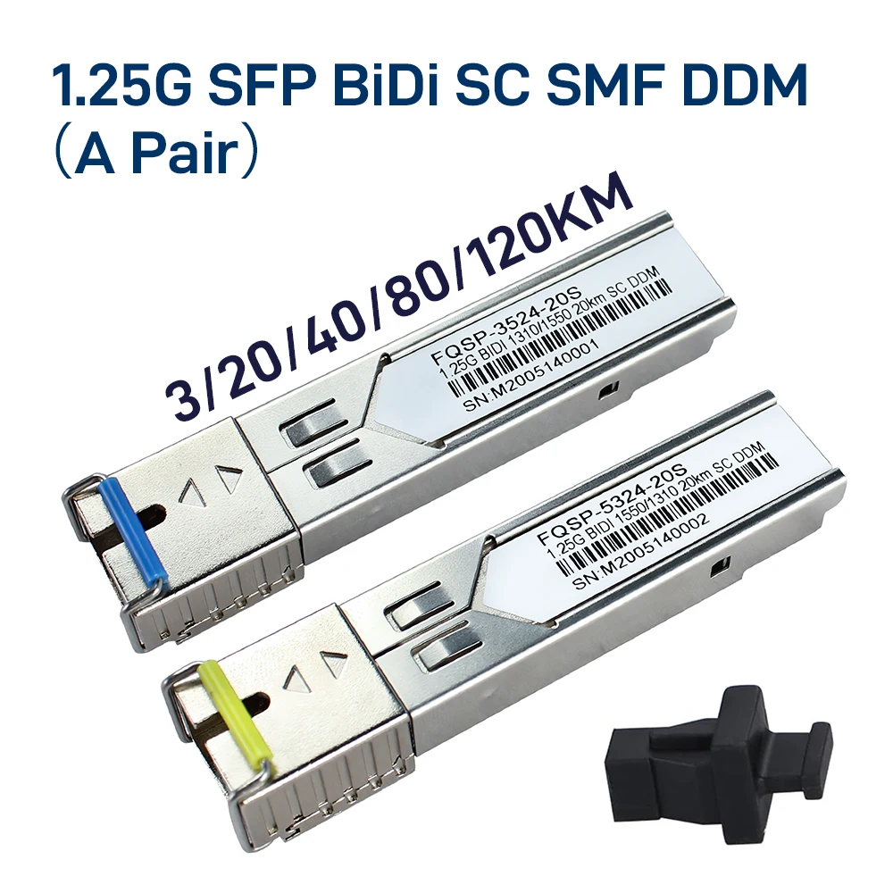 

Модуль BiDi SFP 1,25G, 3/20/40/80/120 км, 1310/1550 нм, SC Simplex, для TP-Link, D-Link, Netgear, Tenda, Hikvision, SFP-GE-BX-SC