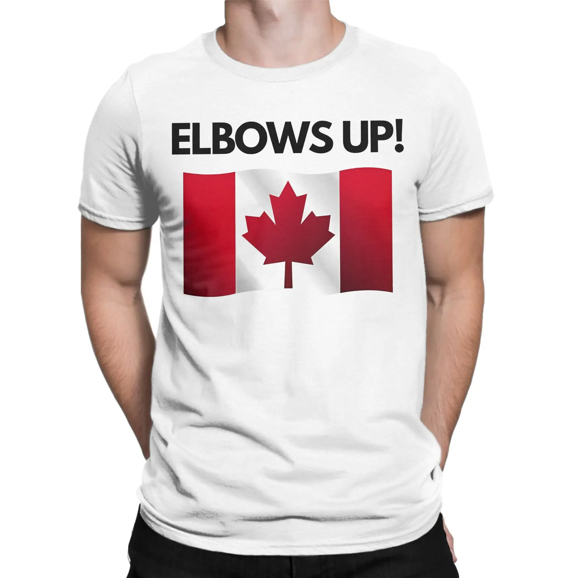 Leisure Elbows Up Canada T-Shirt Men's O-neck Short Sleeve Tops  Cotton Summer Clothes