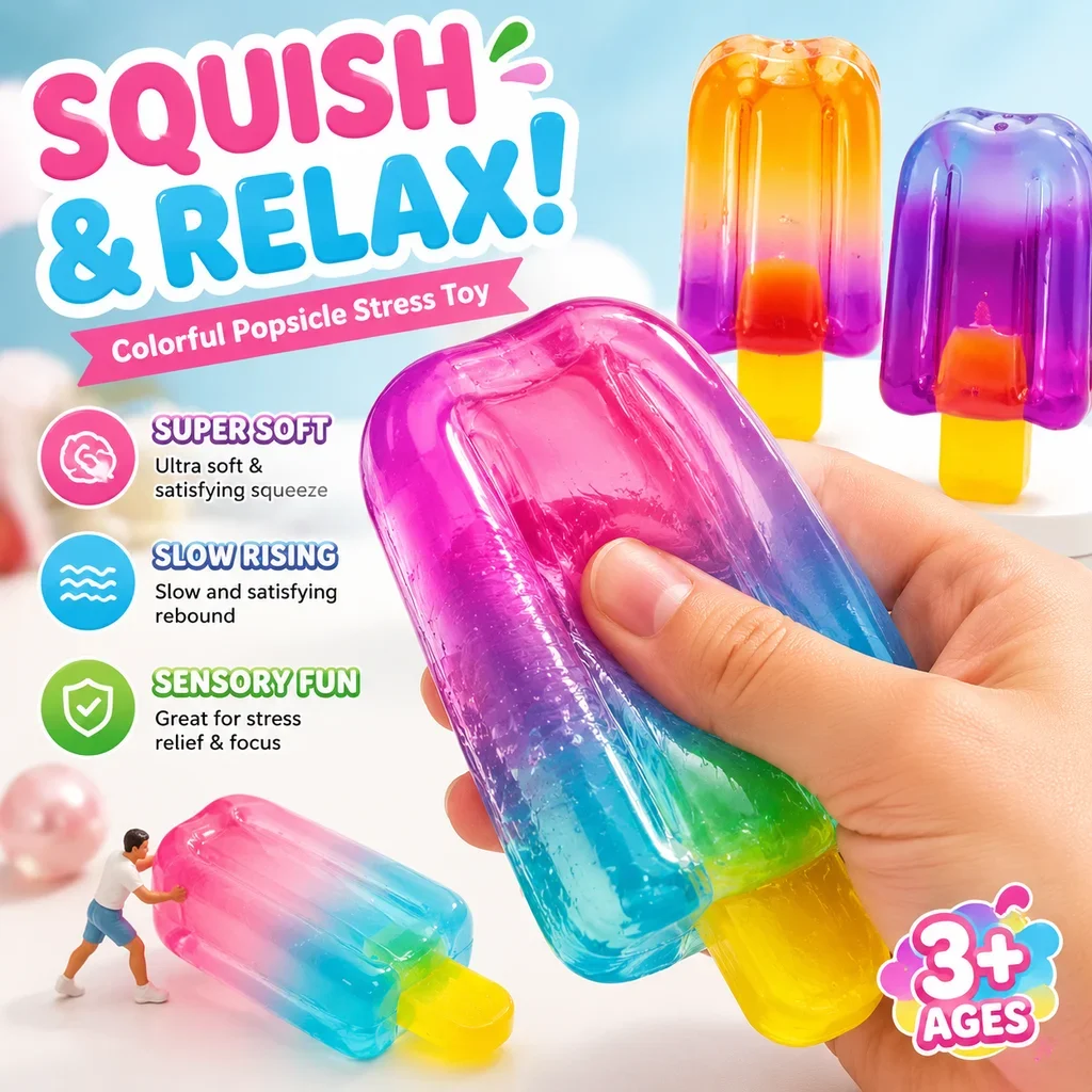 Needoh Ice Cream Squishy Toy Squeeze Toy Sensory Fidget Toy Portable Stress Relief Gadget for Home Office Daily Festival Gifts