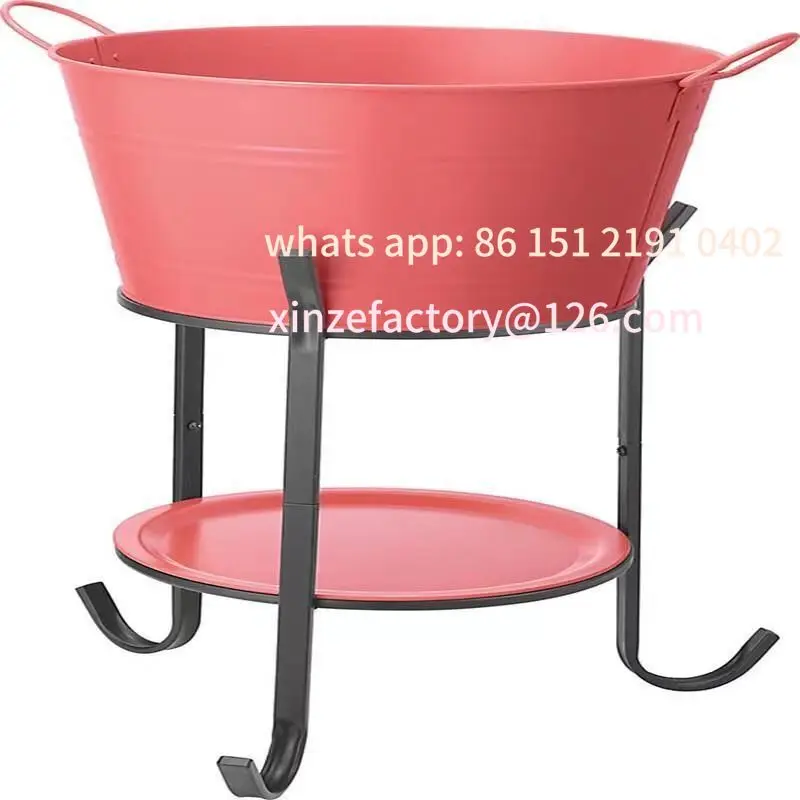 

Customizable Ice Bucket Round Large Capacity Ice Bucket Outdoor Indoor Ice Bucket Rack Set