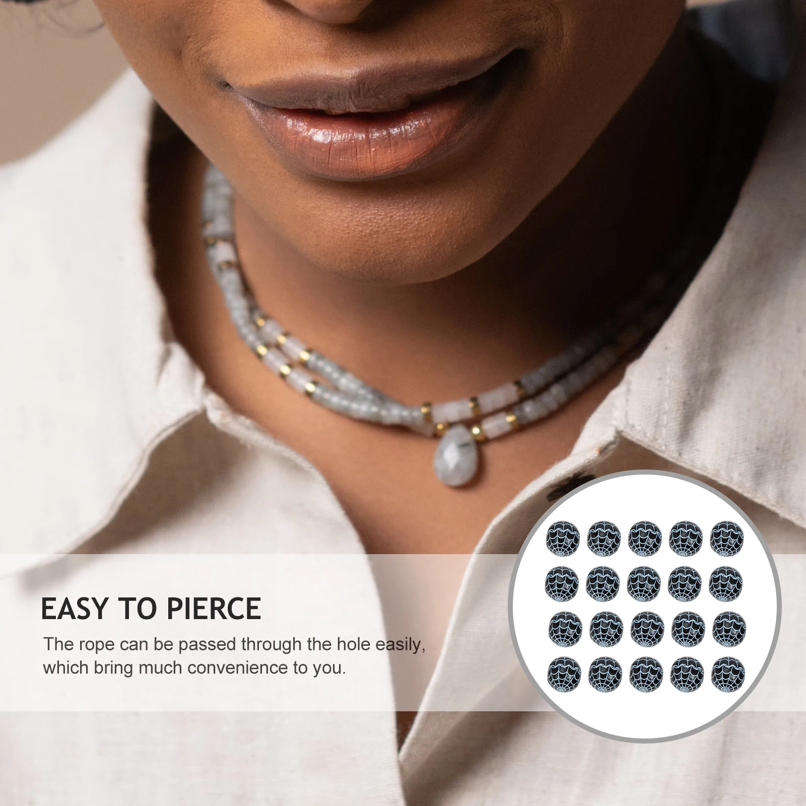 

50Pcs Wooden Loose Beads Halloween DIY Craft Accessories Smooth Surface No Burrs DIY Projects Wooden Beads Wood Spacer Charm