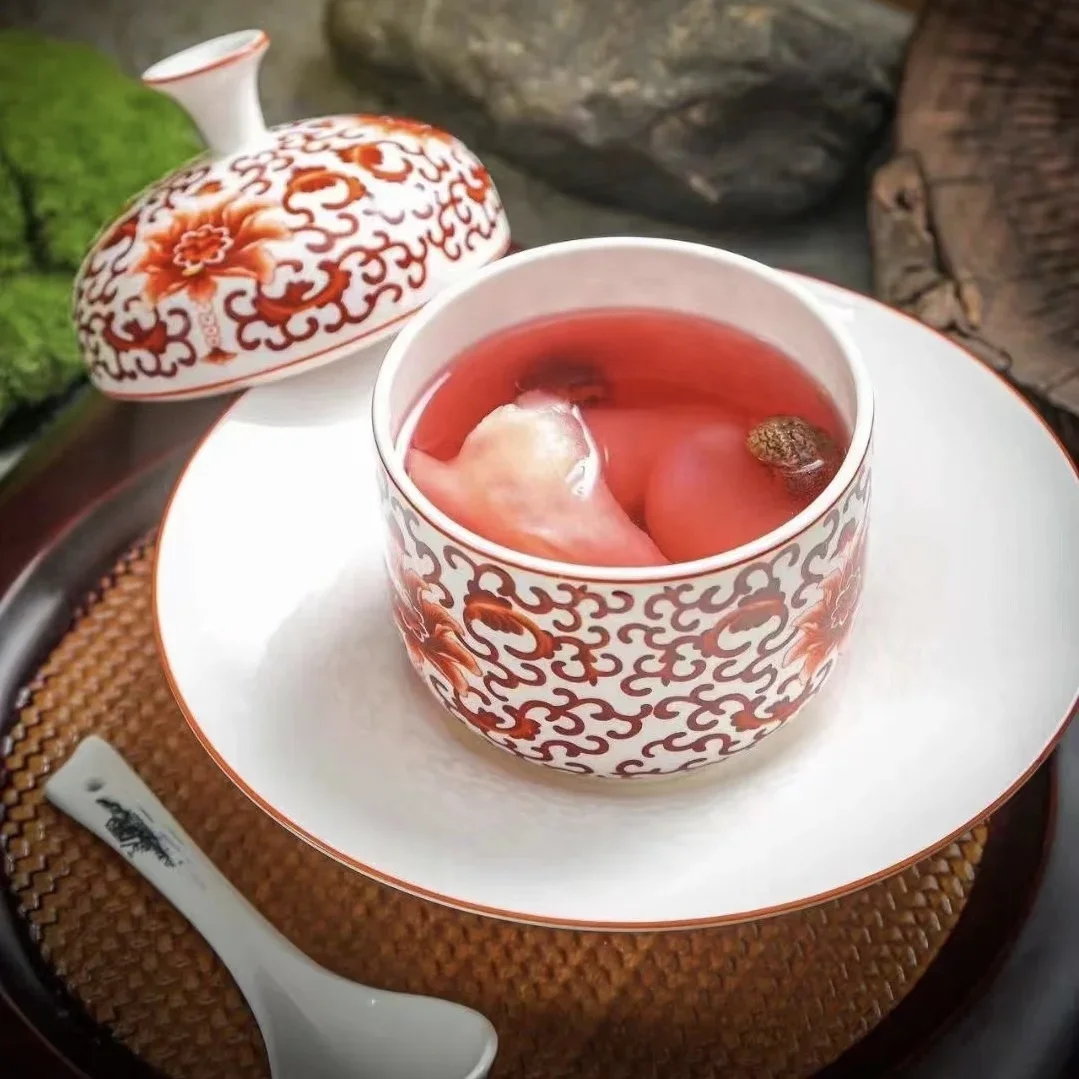 New Chinese stew pot ceramic health soup pot hotel steamed egg with cover small stew pot dessert tableware