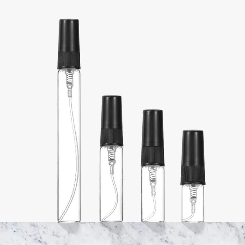 50/100PCS 2ML 3ML 5ML 10ML Zwarte Draagbare Glazen Parfumflesje Lege Hervulbare Fles cosmetica Fles Monster Dunne Glazen Flesjes