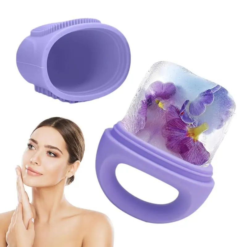 Rolos de gelo facial para cuidados com a pele, silicone reutilizável com anéis, escova facial, crioterapia, rolos de gelo para pele, globos de gelo, cubo de gelo de silicone