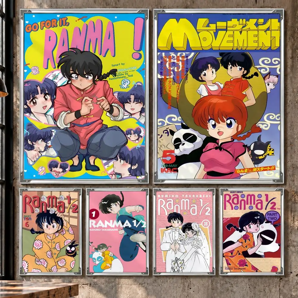 Anime Ranma Martial Arts Comedy Poster HD Self-Stick Wall Decor Bedroom Dorm Office Gaming Garage Bathroom Gift