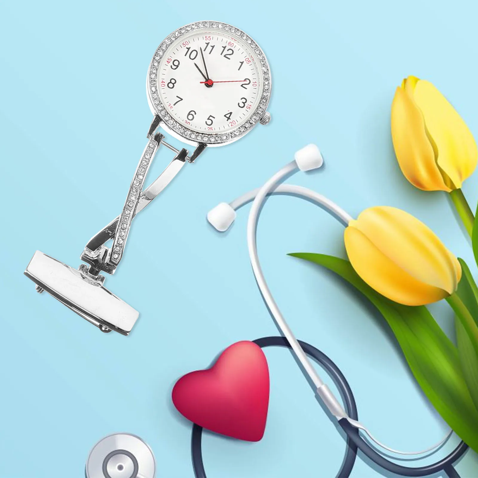 

Hanging Nurse Watch Clip on Stainless Steel Lightweight Fob Watch Practical Nurse Pocket Watch for Exam Student Use