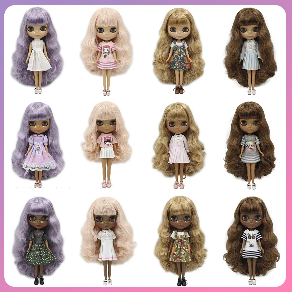 ICY DBS Blyth Doll 19 Joints Body 30cm 1/6 Doll Shinny Glossy Face Tan Deep Dark Skin DIY Make Up Costume Doll Gifts For Girls