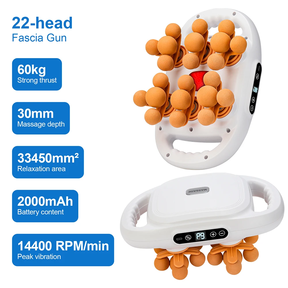 42-Heads Fascia Gun Hoogfrequente Trillingen Lichaamsmassage Gun Rug- en Taille Massager Nek Schouder Massager Spier masajeador