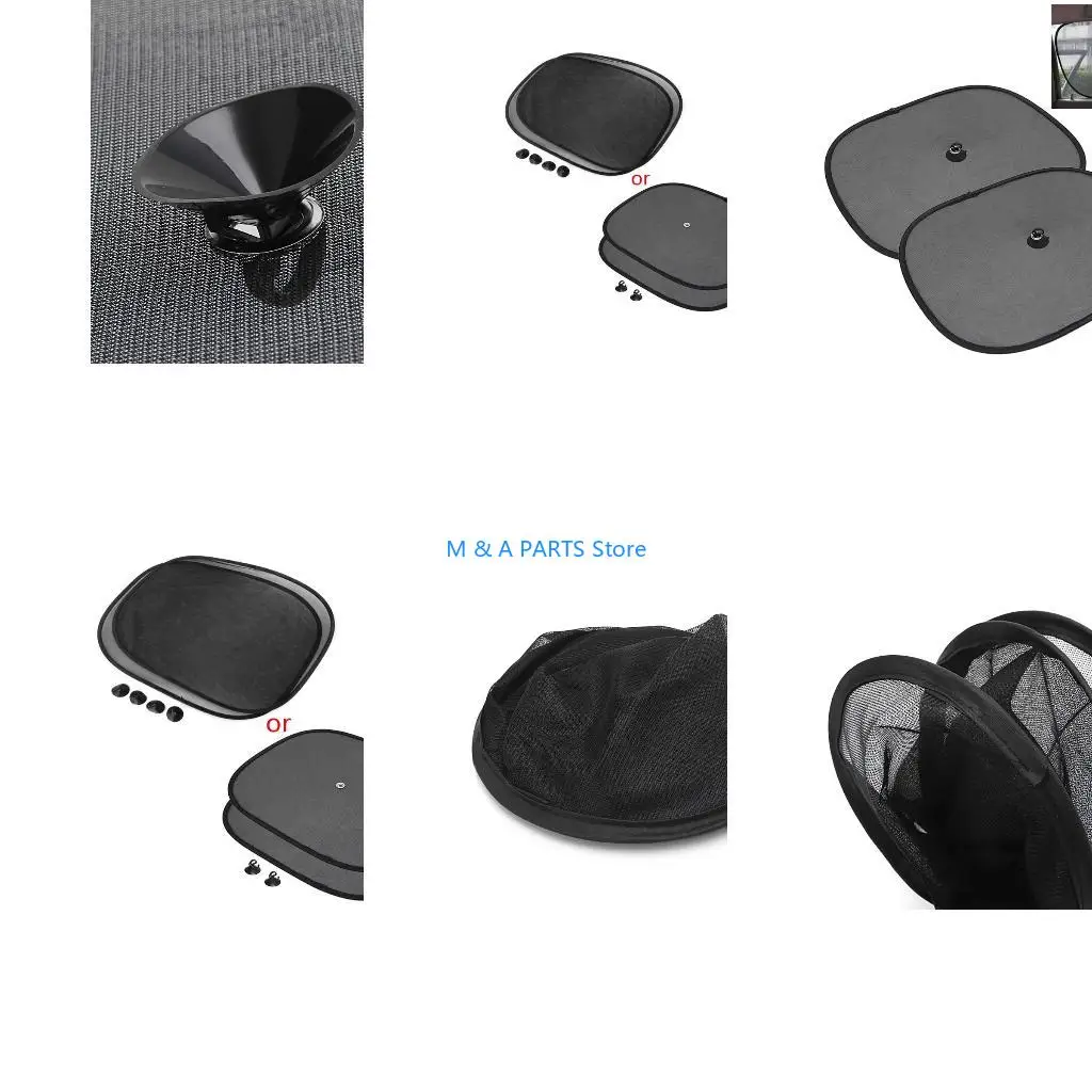U1JF 2PCS Car Window Sunshade for Sun Shade Visor Side Mesh Cover Sunscreen Bl