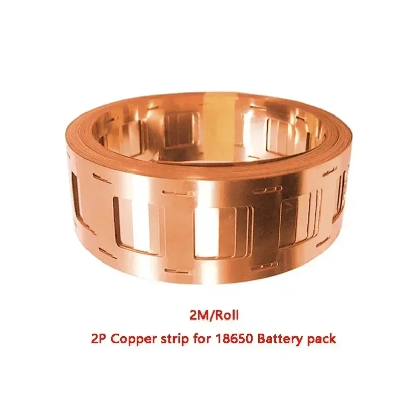 

2M/Roll Copper 2P for 18650 Li Battery Pack Size 0.20x27/25.5mm Copper Strip Battery Li-ion Batteries Battery Accessories