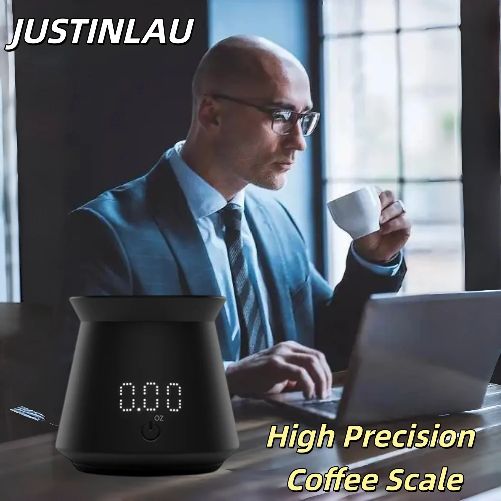 JUSTINLAU Coffee Weighing Scale 0.1g Precision Waterproof Measure Cup Digital Coffee Bean Dosing Cup for Solids & Liquids Coffee