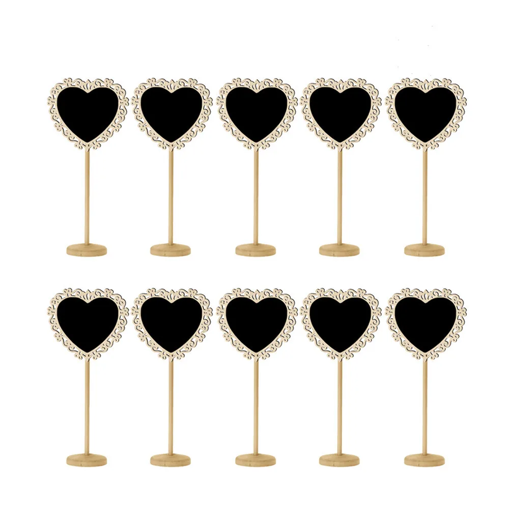 10pcs Heart Shaped Mini Blackboard Wooden Stand For Table Decoration Desktop Message Board Wedding Party Gift Decor