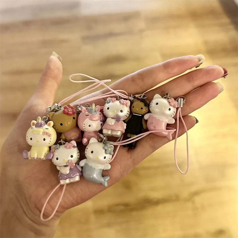 1 قطعة Miniso مرحبا كيتي الهاتف سحر الحبل الوردي Kawaii الإبداع دلاية من الراتنج سلاسل المفاتيح معلقة حبل محرك USB الرافعة #5