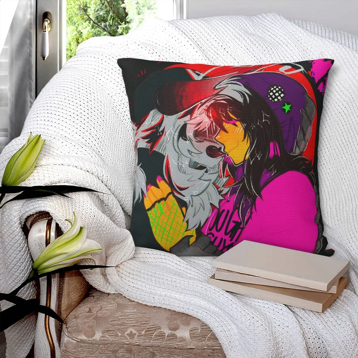 Kiss Kiss Square Pillowcase Pillow Cover Polyester Cushion Decor Comfort Throw Pillow for Home Sofa