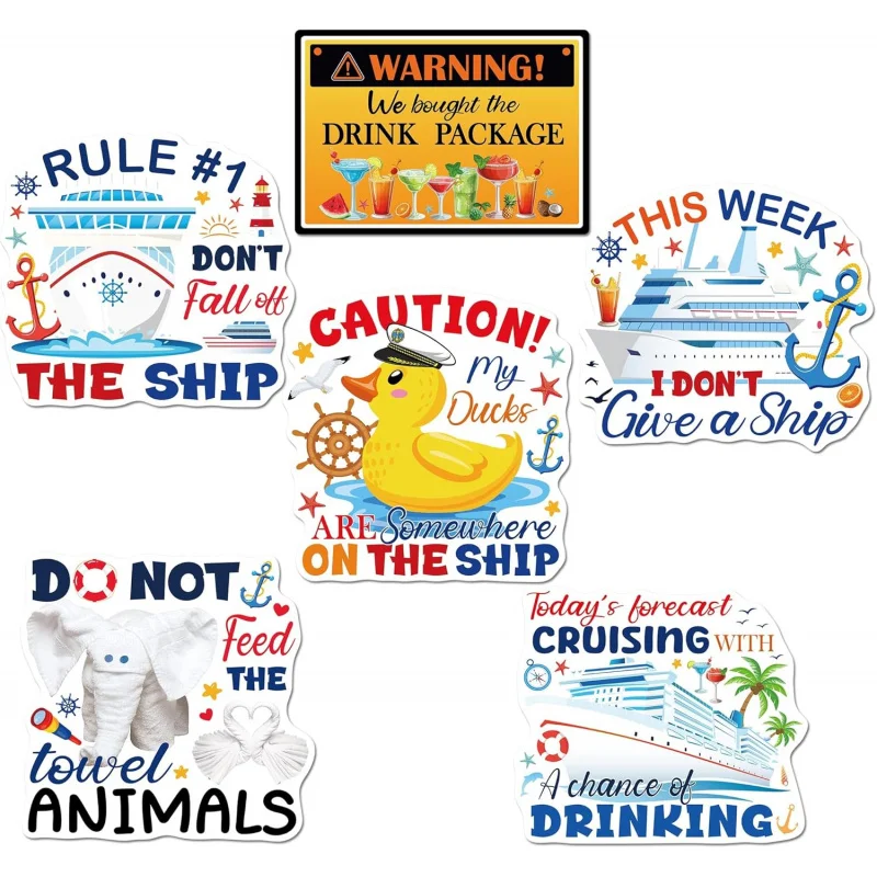 6 Pcs Cruise Door Decorations Magnetic, Animal Towel Cruise Ship Door Decor, Duck Sea Navigation Magnet, Entrance Decor