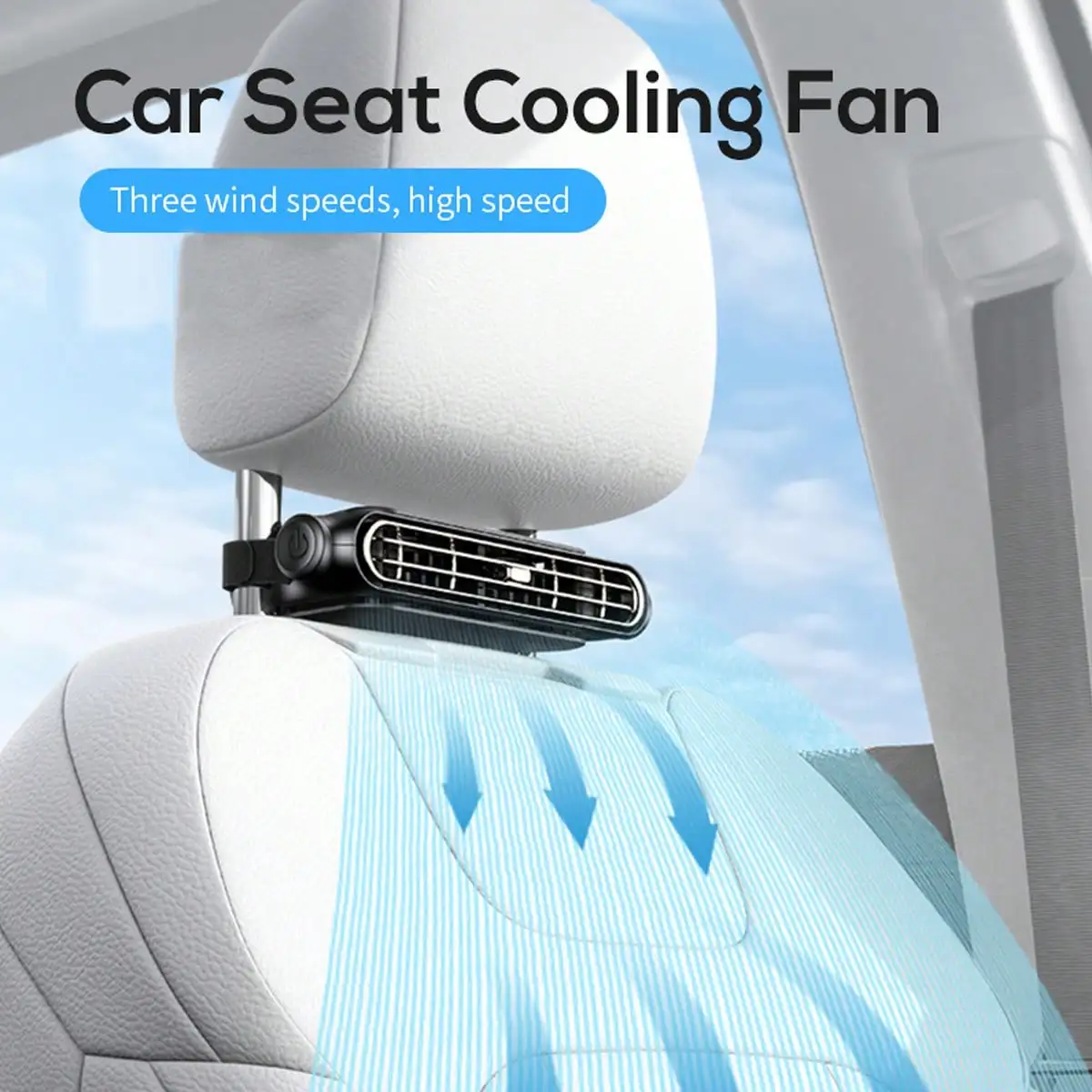 

1pc Plug-In Portable Car Seat Fan For Summer, USB Powered 3-Speed Adjustable Cooling For Pillow And Seat Back, Universal Fit For All Vehicles, Comfortable Design, Battery-Free, Suitable For Driver And Passenger, Ideal For Summer And Hot Weather Travel