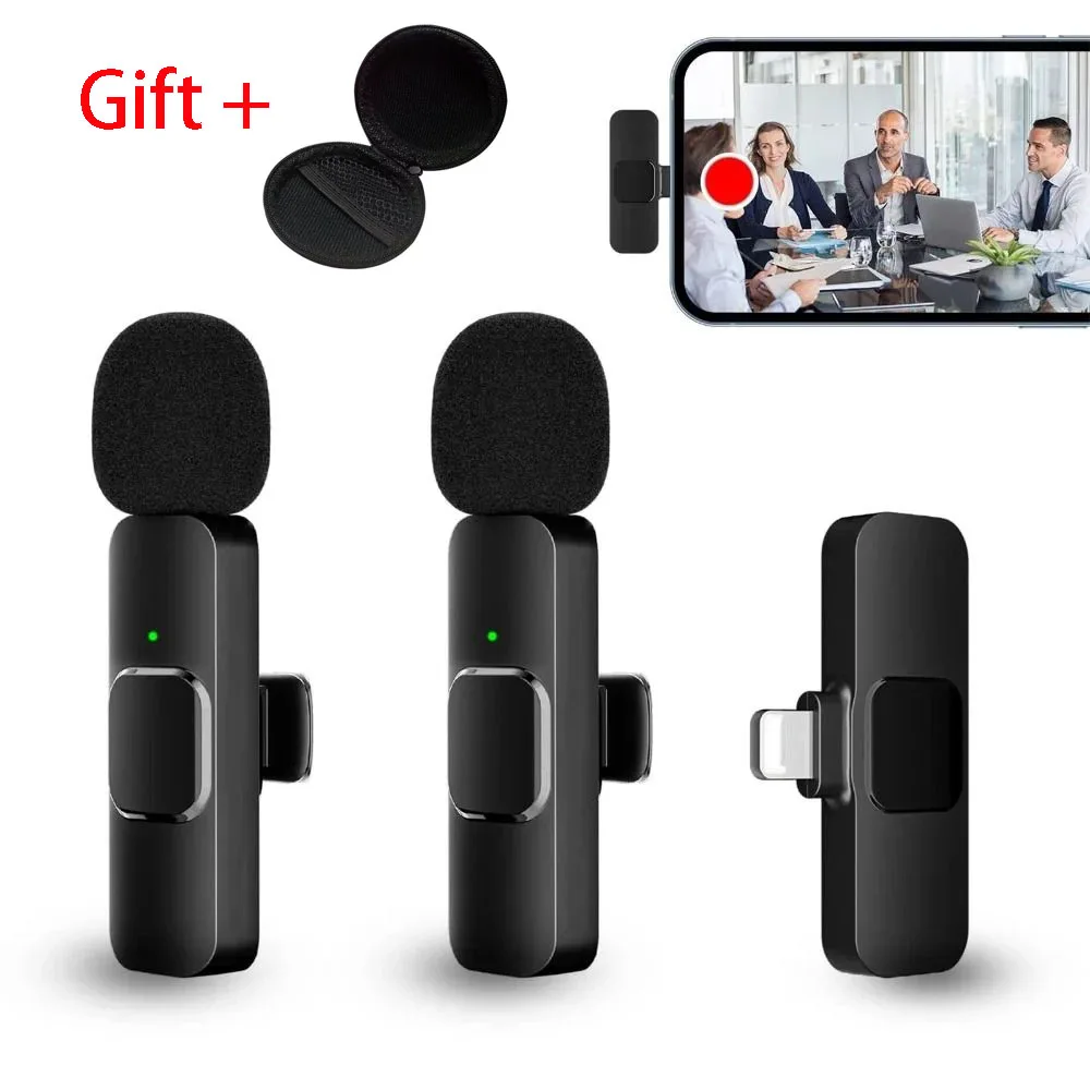 2 Wireless Lavalier Microphone For Video Recording Interview Podcast Vlog Low Delay Built-in Noise Reduction