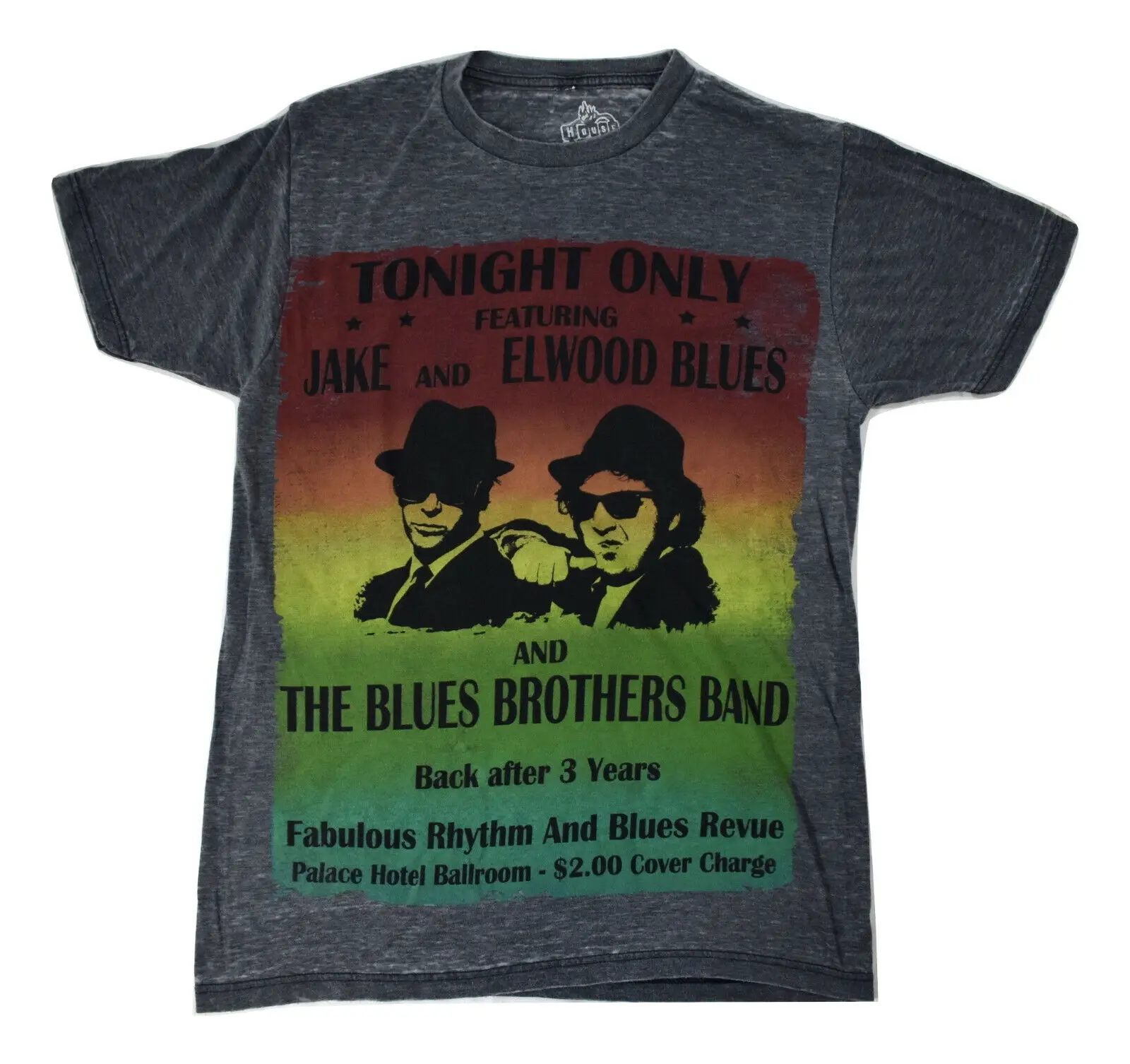 Huis Van Blues Menstonight Alleen Jake Elwood Broers Burn-Out T-Shirt Nieuwe S