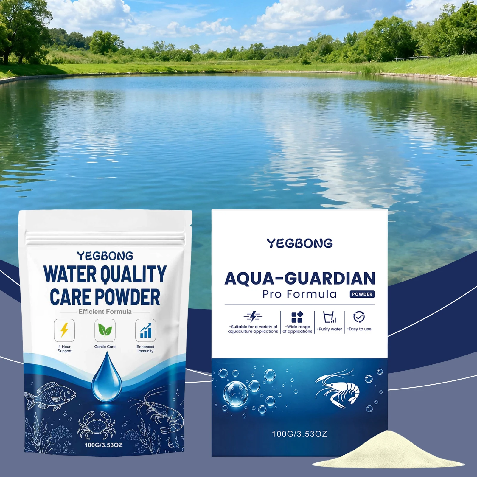 Aqua-Guardian Pro Formulas Powder Algae Remover Restore Water Quality Water Clarifying Powder Home Pond Water Purification 100g