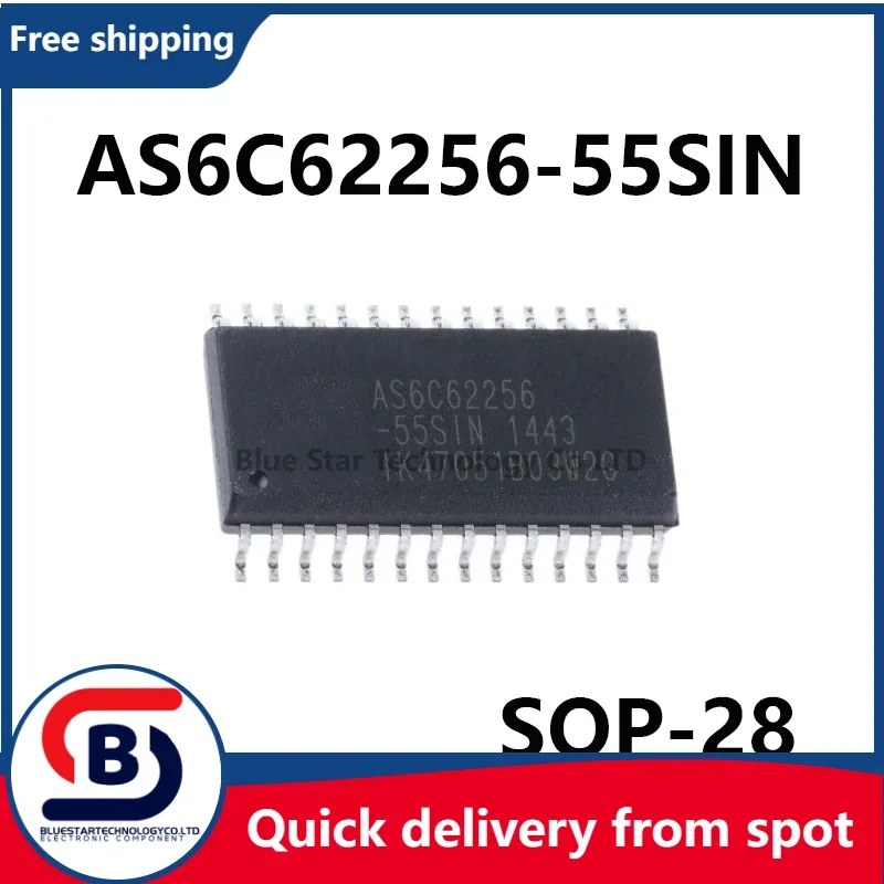 Free Shipping 10-50pcs/lots AS6C62256-55SIN AS6C62256 6C62256 SOP28 Quick delivery from spot