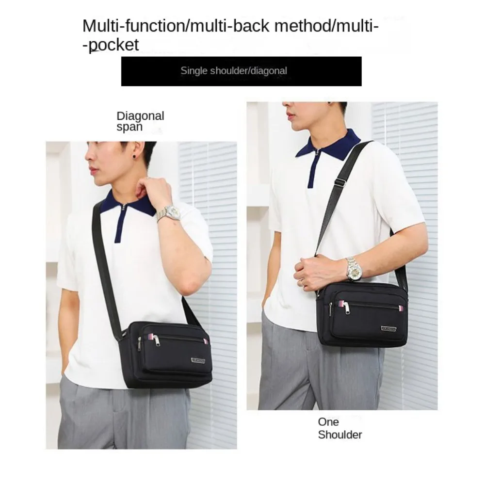 Men Crossbody Bags Male Nylon Shoulder Bags 4 Zippers Boy Messenger Bags Man Handbags for Travel Casual Large Satchel