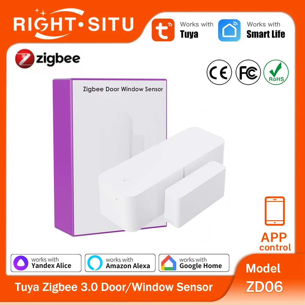 Tuya Zigbee 3.0 Sensor Contact Sensor Door Window Sensor APP Remote Control Works with SmartLife Yandex Zigbee2Mqtt ZHA Alexa