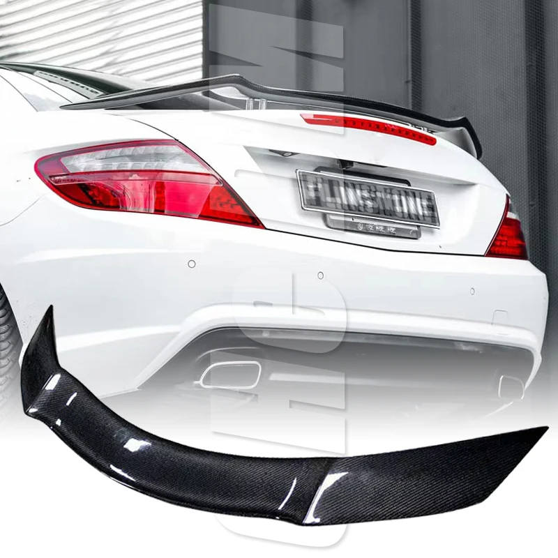 For Mercedes Benz SLK 200 250 280 300 350 100%Real Carbon  Gloss Black Fiberhighquality ABS Rear Spoiler Trunk Lid GT Style