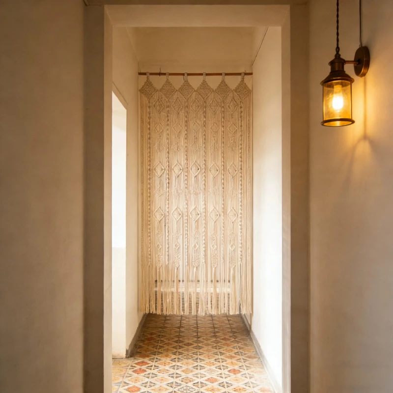 High-end cotton bohemian hand-woven tapestry door curtain fringed decoration bar bed and breakfast niche tapestry