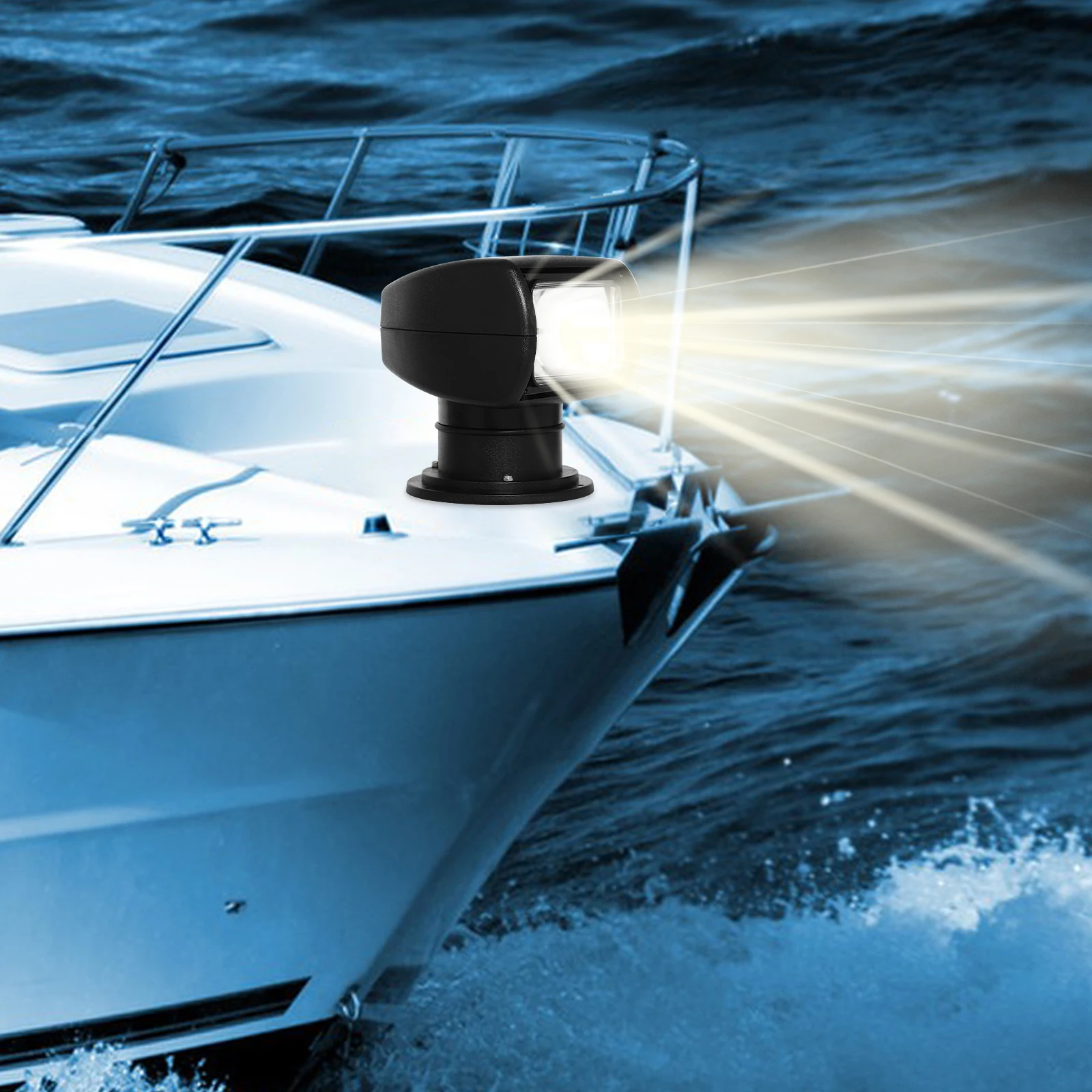 

Marine Remote Control Searchlight, DC 12V 100W Halogen 2300LM IP66 355° Rotation for Boat/Sea Patrol