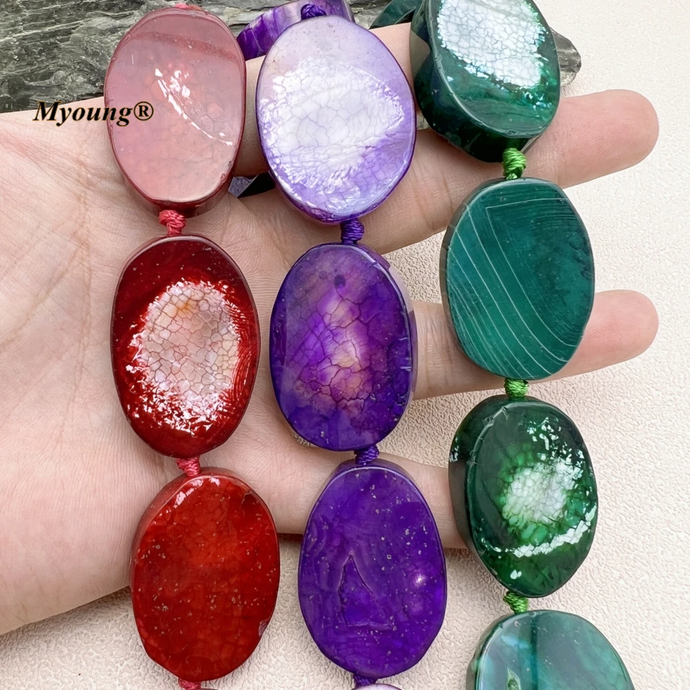 Large Oval Shape Multicolor Natural Agates Stone Slice Pendant Beads MY230829