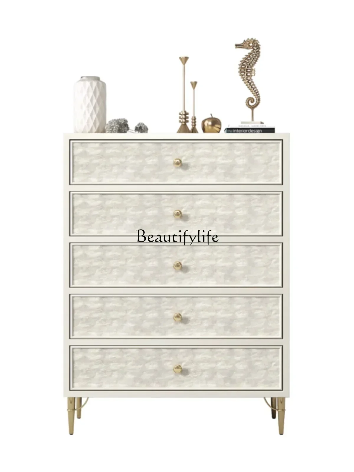 

54American Light Luxury Solid Wood Drawer Style Bedside Cabinet Simple Modern Shell Storage LockerL