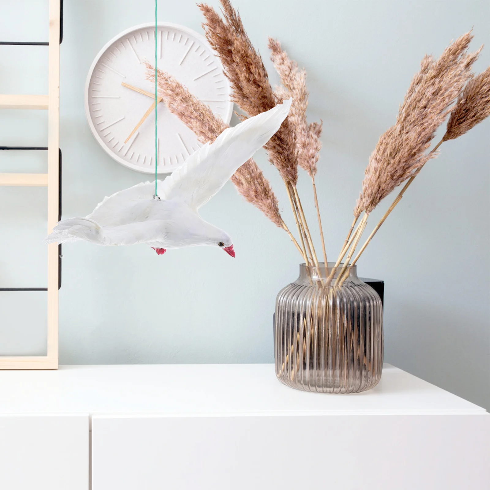 

Feathered Pigeon Hanging Ornament Handmade Simulation Dove Decor For Indoor Living Room Bedroom Study Lightweight Plume Foam