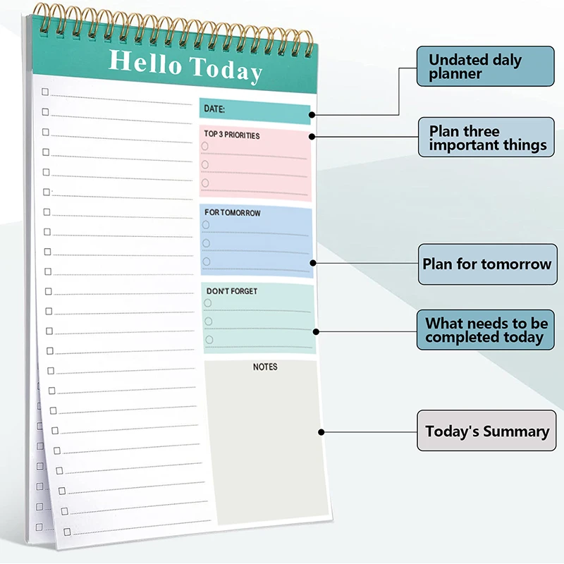 To Do List Notepad For Work - 52 Sheets Tear Off Spiral Daily Planner Checklist Notebook Organizer Planning