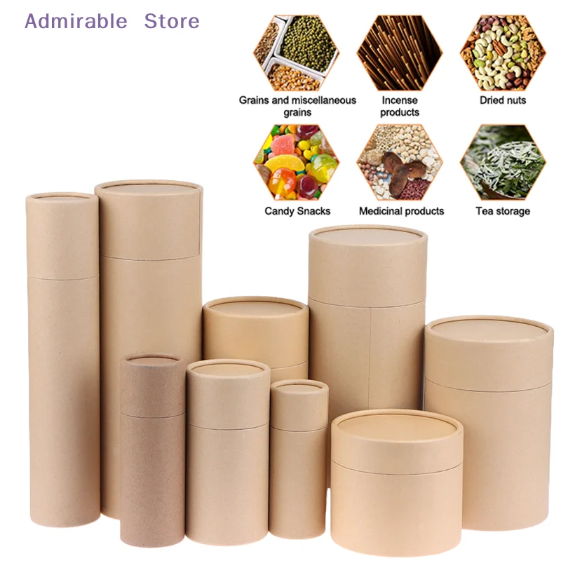 [W]1Pcs Essential Oil Bottle Tube Packaging Box Kraft Paperboard Tubes Round Kraft Paper Containers For Pencils Tea Caddy Coffee