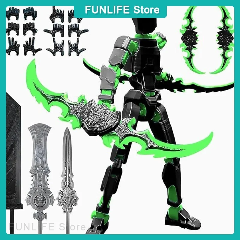 

3D Printed Articulated Doll for DIY with Detachable Parts Interchangeable Weapons Perfect for Kids Collection & Tabletop Display