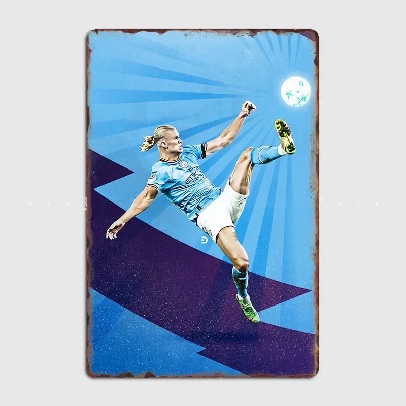 

Erling Haaland Footbal Metal Poster Club Home Decorations Bar Cave Classic Plaques Tin Sign Poster Room Wall Decor Vintage