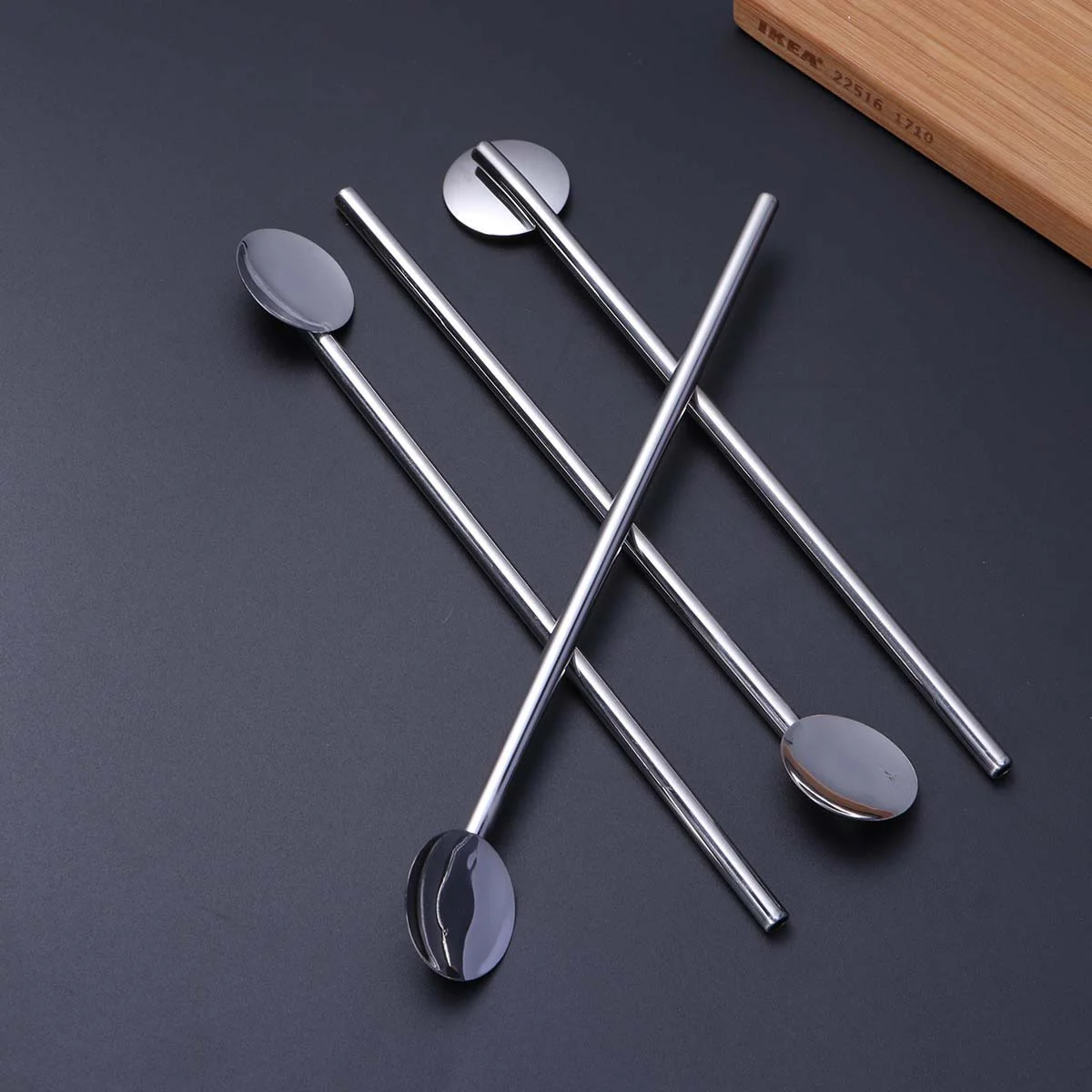 6 Pcs/Pack Metal Straw Spoon Drinking Stainless Steel Shot Cocktail Mixing Reusable Straws Cocktail Spoons Set(Primary Color)