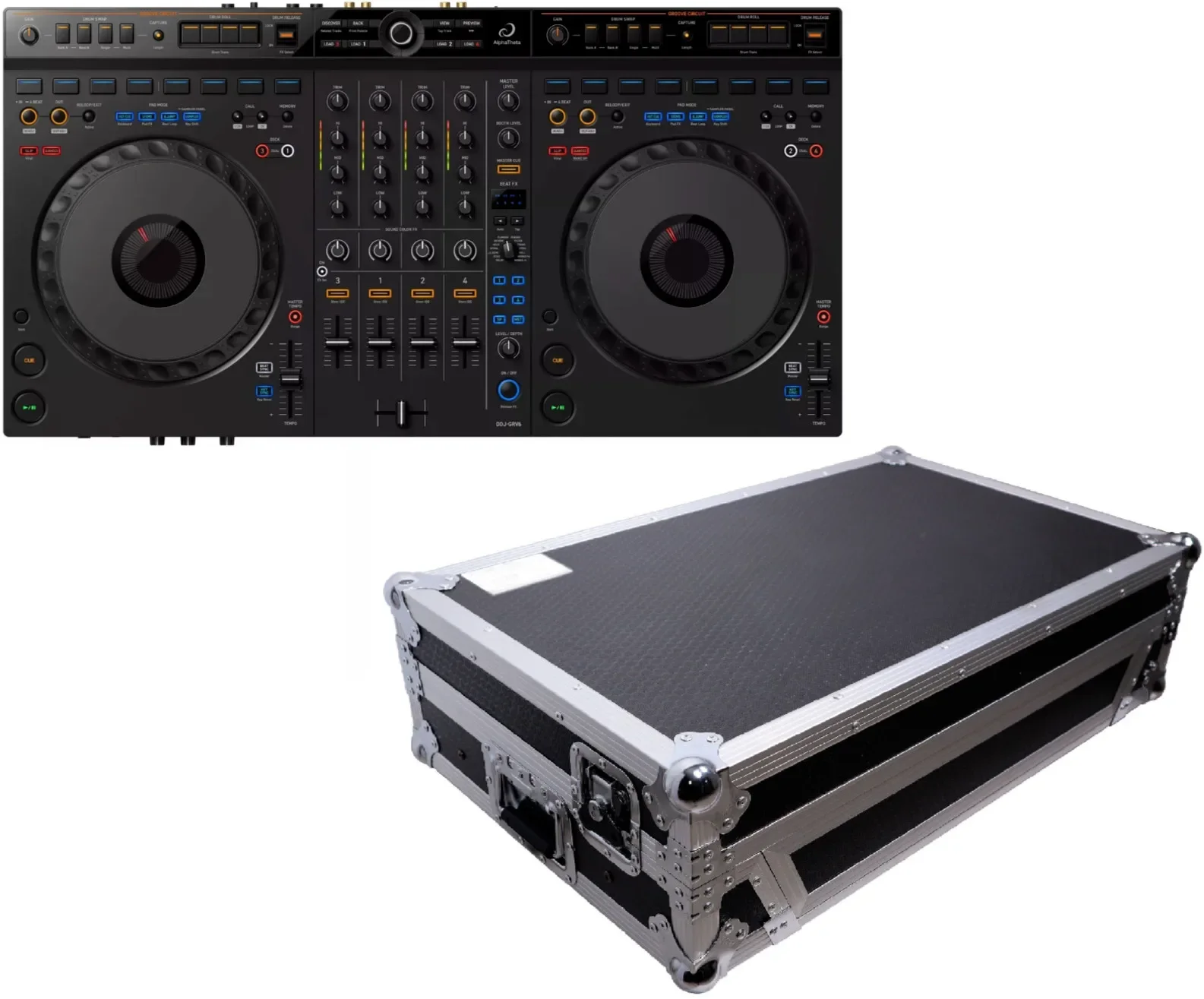 Controlador DJ AlphaTheta DDJ-GRV6 Mixer de 4 canais + caixa de estrada estilo vôo ProX