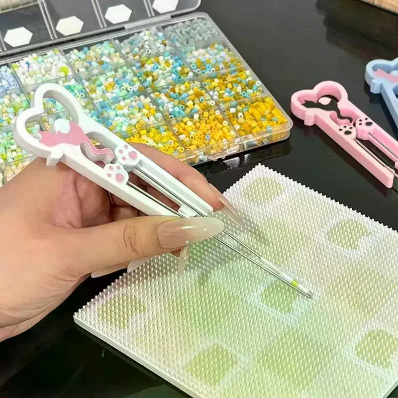 Kitten Perler Bead Tweezers Handmade Multifun Collage Beans Needle Handheld Double Needles Perler Bead Tweezer 3D Printing
