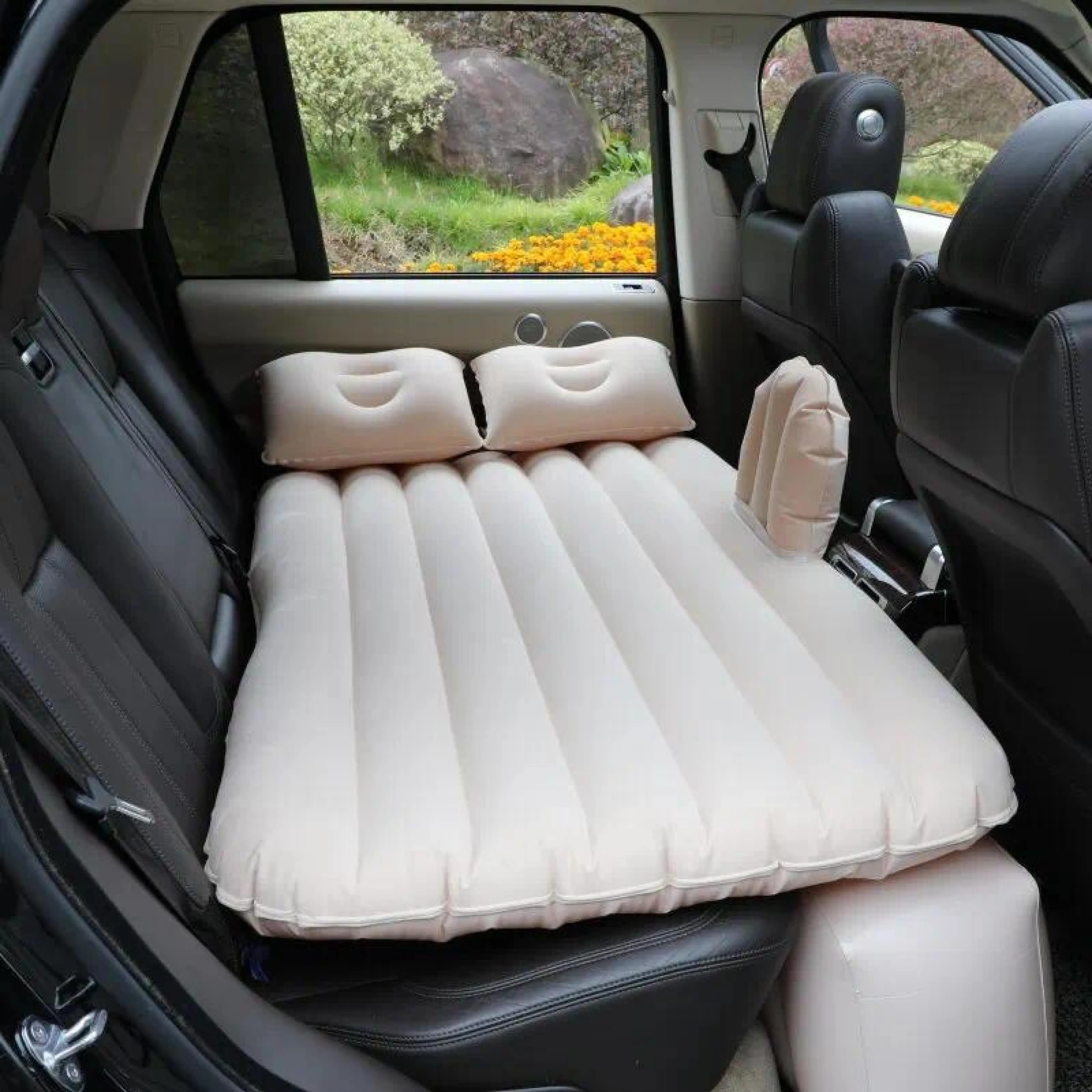 Car Inflatable Bed Air Cushion Bed Ultra-soft Flocking Environmental Fabric Car Travel Bed Portable and Comfortable