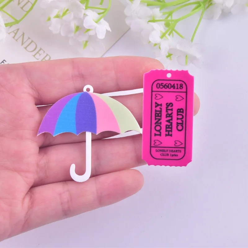 10pcs/pack Fashion Lonely Heart Club Brand Umbrella Acrylic Charms for Women Earring Necklace Jewelry DIY Making