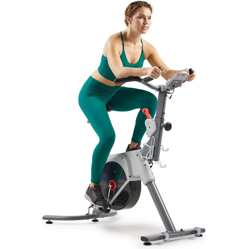 Stationary Cycling Exercise Bike Cardio Workout, 4-Way Adjustable Cushioned Seat, Optional Magnetic Resistance Bluetooth Link