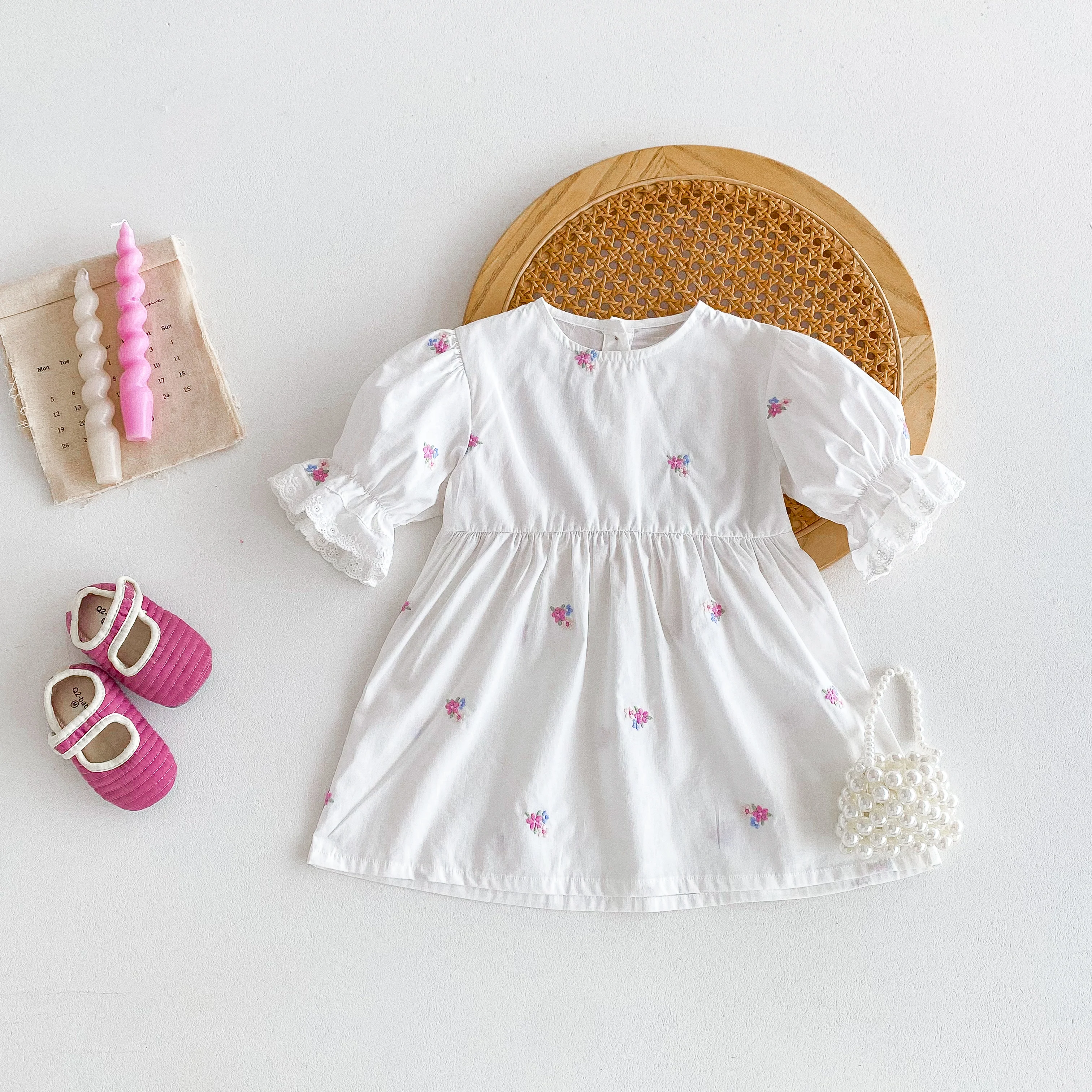 Girls' Summer Dress 2026 New Style, Fashionable Puffed Sleeve Dress, Extremely Beautiful and Cute Little Dress