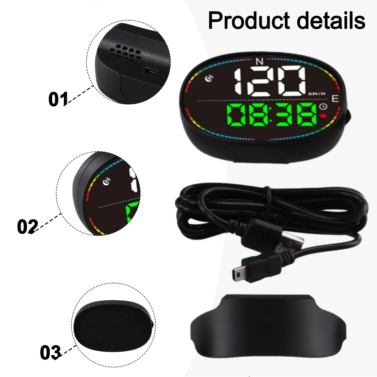 Accessori per auto Head Up Display 80*54*31 Mm tachimetro digitale GPS per auto per moto HUD Head Up Display contachilometri