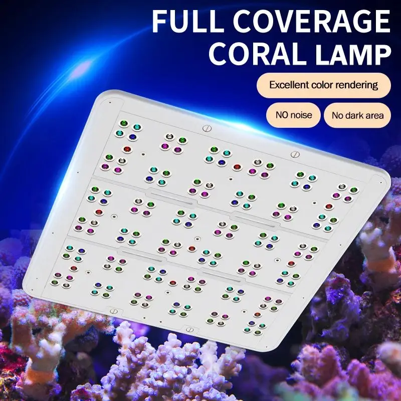 T169 169W Flat‑Panel Reef Coral LED Light Aluminum Body Full Coverage Aquarium Light with Support Stand for Saltwater Tank